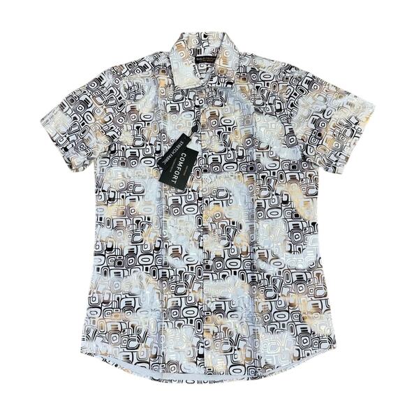 NWT Suslo Couture Men's Geometric Print Button Up Shirt Size M Stretch Comfort - Picture 1 of 5